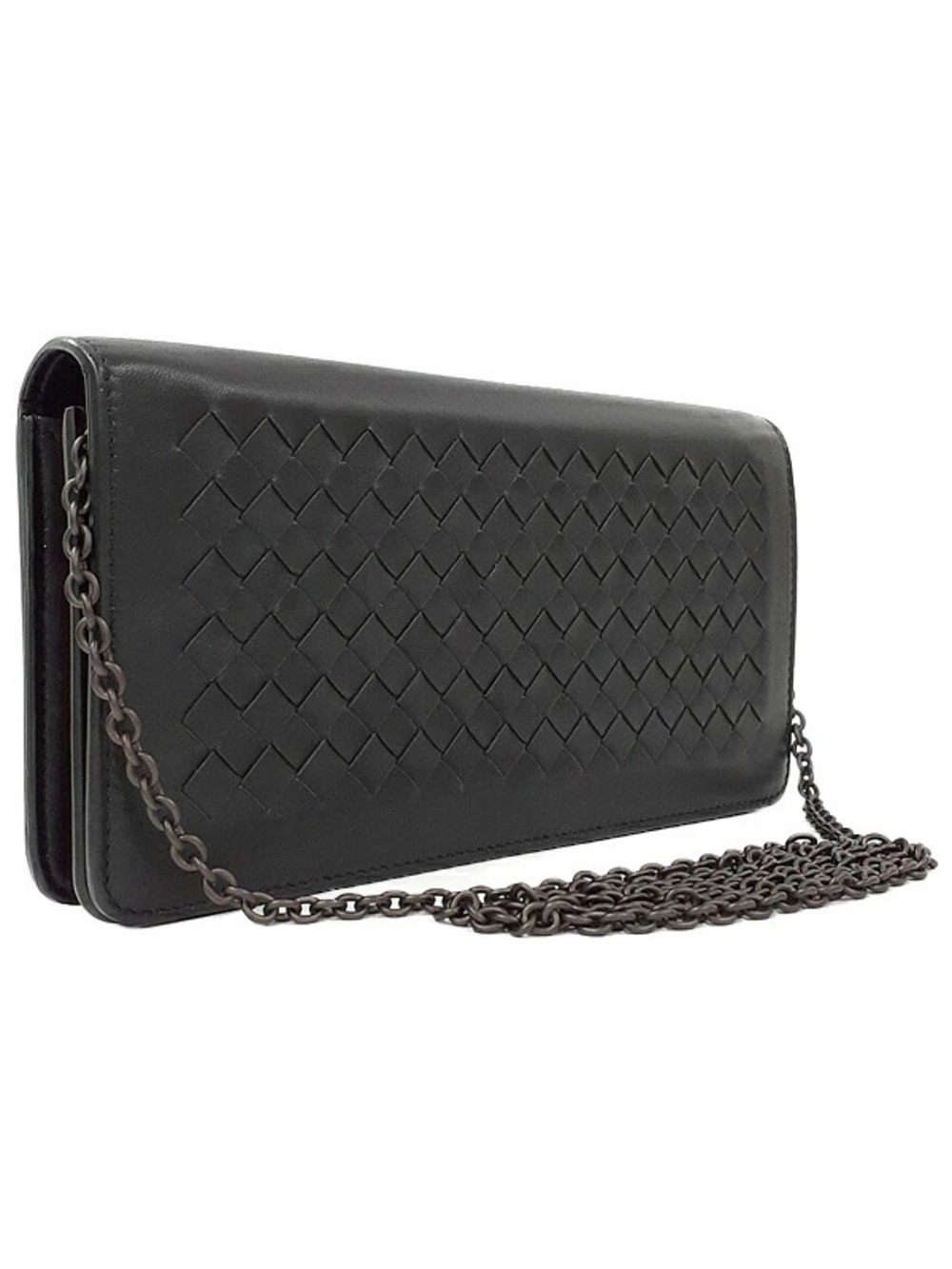 Bottega Veneta Wallet Chain Intrecciato Black